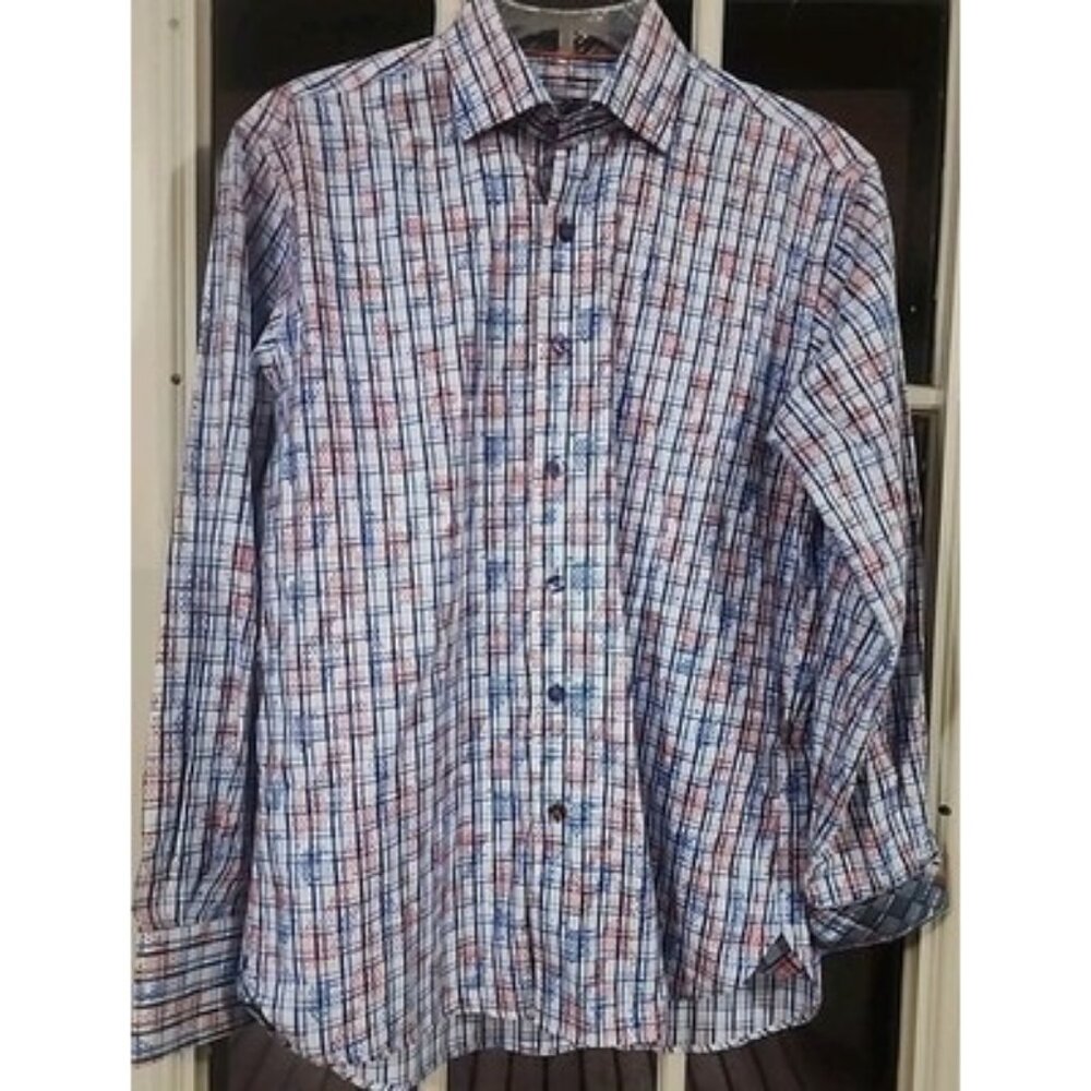 Luchiano Visconti Black Long Sleeve Abstract Shirt Size Small, Preppy,‎ Workwear